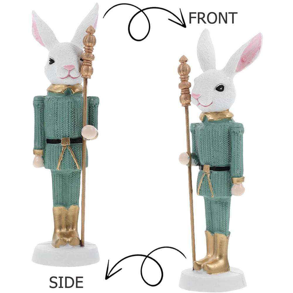 1Pc Easter Rabbit Nutcracker Resin Bunny Figurine Sculpture Holiday Nutcracker Doll