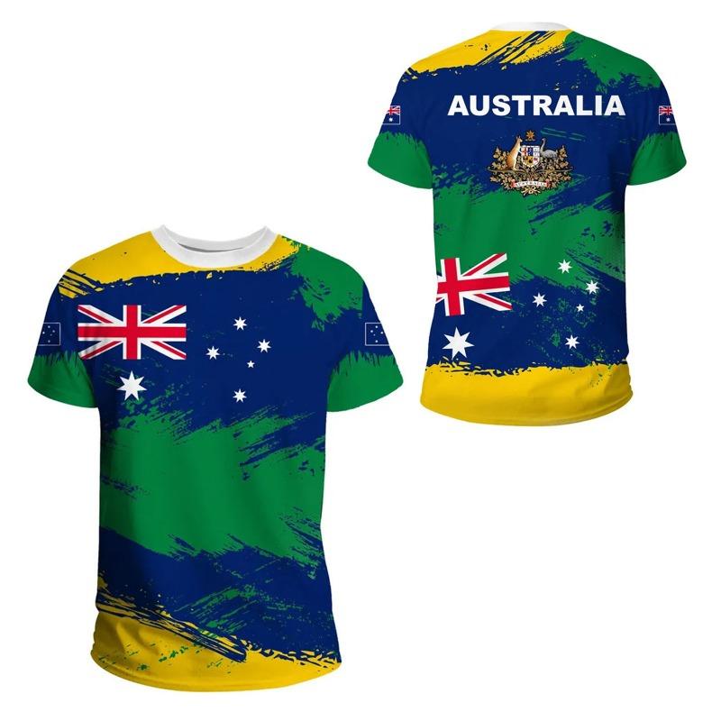 Australien T-Shirts Australische Flagge 3D-Druck Streetwear Herren Damen Mode Übergroßes Kurzarm-T-Shirt Männliche T-Shirts Oberteile Kleidung