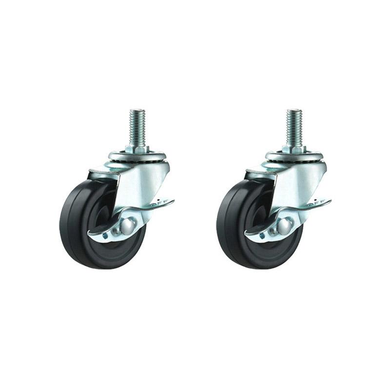 2/4Pcs Furniture Casters 1.5-2Inch Rubber Rotating Wheels with Brake Universal Silent Casters for Home And Office Furniture