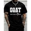Goat God Over All Things Funny Jesus Christian Printed T-Shirt, Short-Sleeved
