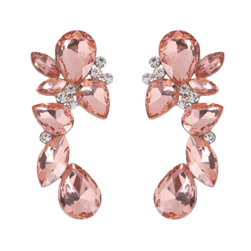 European and American Trend Design, Water Drop-shaped Gem Earrings, Luxury Colorful Super Flash Glass Diamond Earrings
