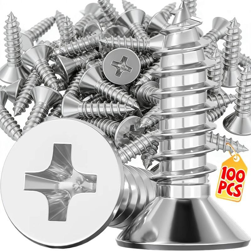 304 Stainless Steel Cross Recessed Countersunk Flat Head Tapping Screws for Wood Self-tapping Phillips Furniture Screw Fasteners