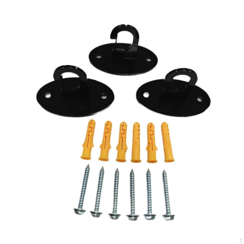 3x Resistance Band Wall Anchor Space Saving Iron Mount Workout Anchors for Closed Loop Bands