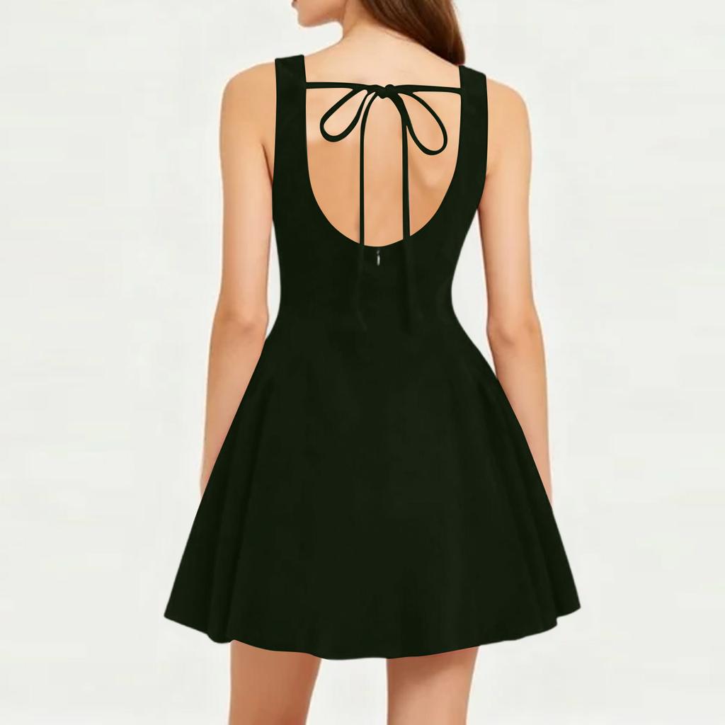 Women's Fashion Color Sleeveless Dress