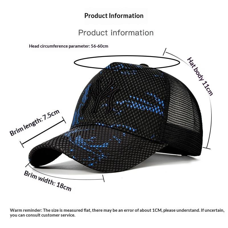Breathable Mesh Baseball Cap With Embroidered Logo Sun Protection For Hiking Running Fishing Outdoor Wear