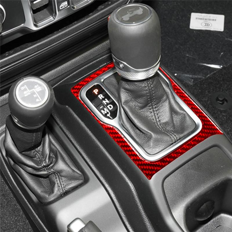 Carbon Fiber Car Gear Shift Panel Trim Cover Frame Decoration Stickers For Jeep Wrangler JL 2018-2025 Gladiator 2020-2025