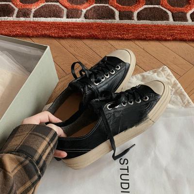 Star Little Dirty Shoes~ Soft Leather Retro Old Dirty Shoes Women's Summer New Sports and Leisure Board Shoes