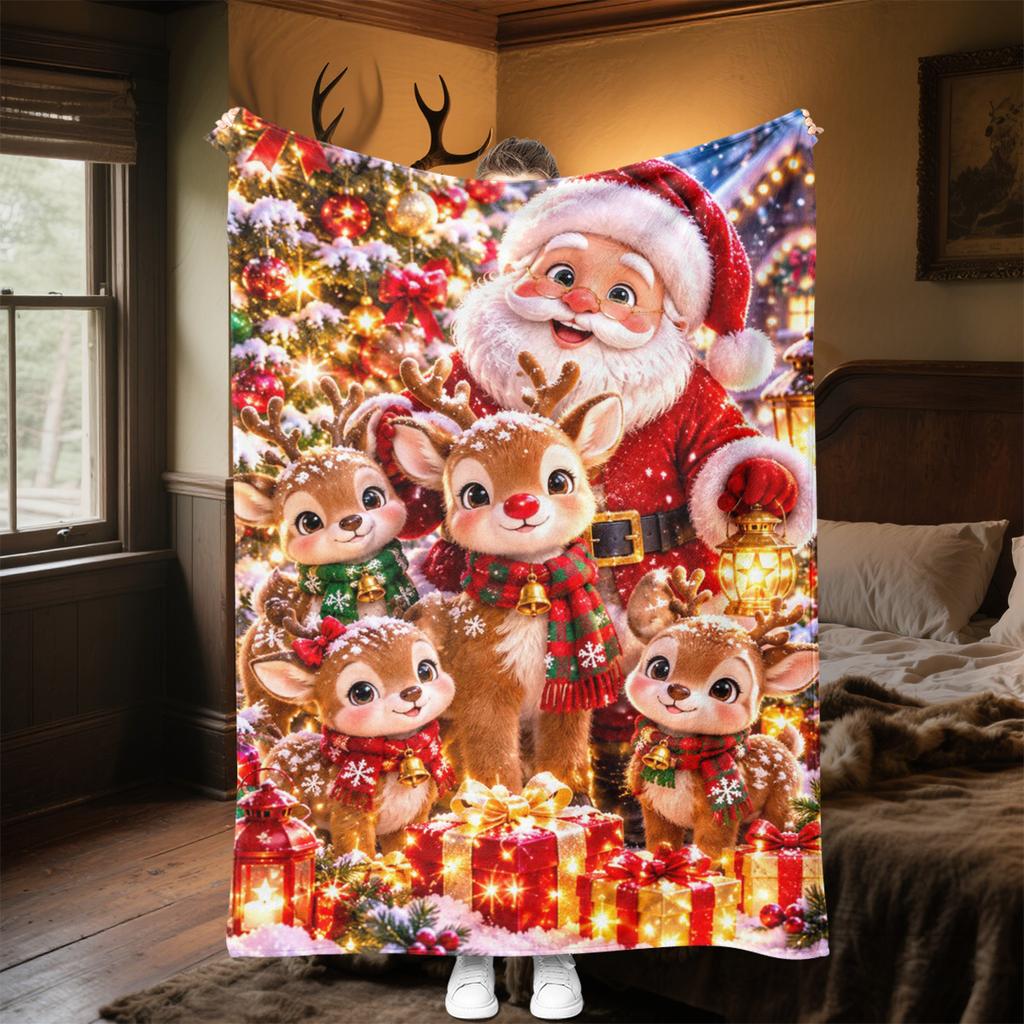 Christmas Plush Blanket Soft Comfortable All Seasons Perfect Sofa Office Naps Outdoor Travel Makes Great Gift