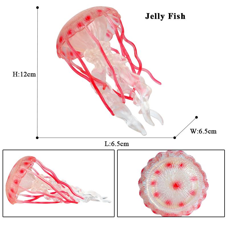 Oenux Ocean Animals Model Jellyfish Starfish Sea Anemone Coral Action Figures Aquarium PVC Miniature Educational Kids Toy Gift