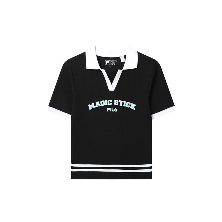 

New FILA X Magic Stick Joint Series Polo Shirt Women s Jet Black F11W329114FBK XS