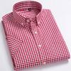 Men's Fashion Plaid Checkered Short Sleeve 100% Cotton Shirt Button-collar Holiday Youthful Striped Summer Casual Gingham Shirts