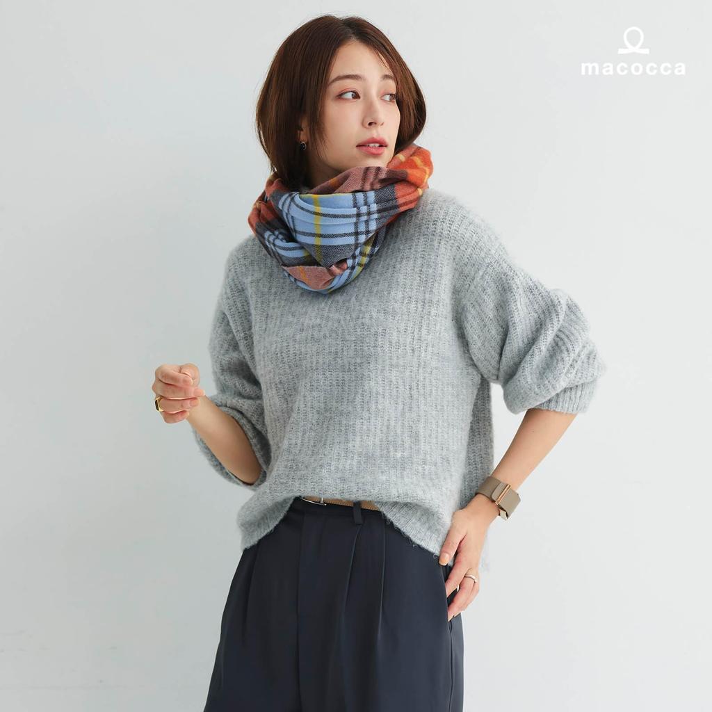 Makokka Inner Mongolian Cashmere Large Check Carrot 200cm x for Men and Women 100% Stole, Pattern, 60cm, Unisex,