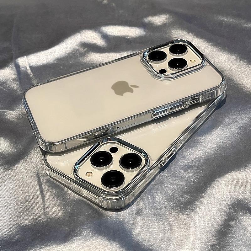 

Luxury Metal Frame Original Phone Case For iPhone 17 Air 16 E 11 12 13 14 15 Pro Max Plus Transparent TPU Shockproof Cover Funda iPhone17