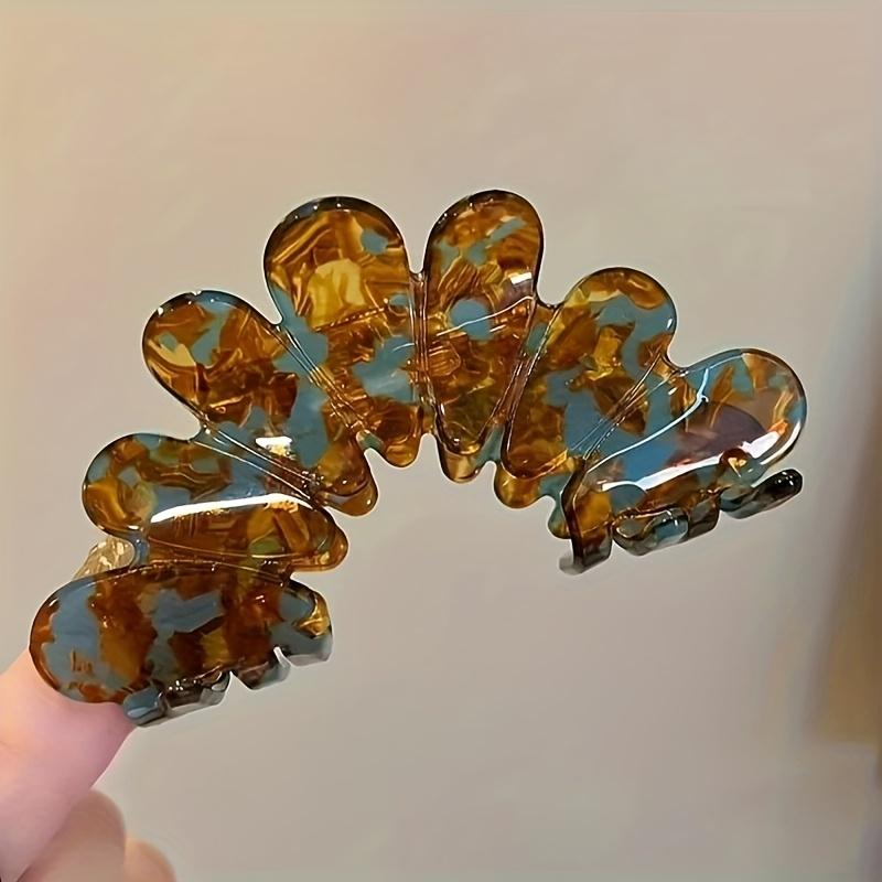 1 шт. Элегантная заколка для волос в виде лепестка во французском стиле для женщин - Шикарная акриловая заколка в форме акулы для начесанных волос, Идеальна в качестве аксессуара для волос, Элегантная заколка