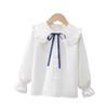 Spring & Autumn Girls' Cotton Doll Collar Long Sleeve Shirt - Casual Trendy Top for Kids