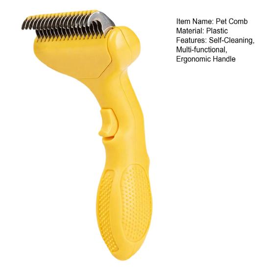 Pet Detangling Brush Stainless Steel Blades Dog Undercoat Rake Self-Cleaning Grooming Tool Pet Dematting Comb for Dogs And Cats