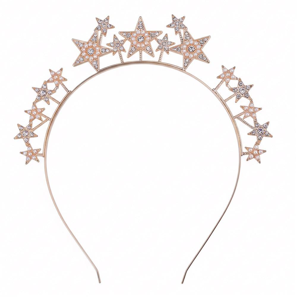 Gold Silver Color Crystal Star Hairband Hair Accessories Rhinestone Hair Hoop Glam Looks Gold 1