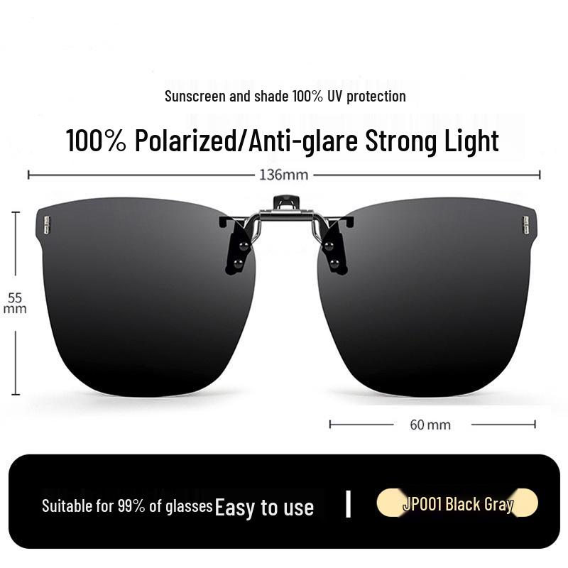Occhiali da Sole Polarizzati Clip-On Ribaltabili da Uomo - Protezione UV per la Guida Giorno/Notte