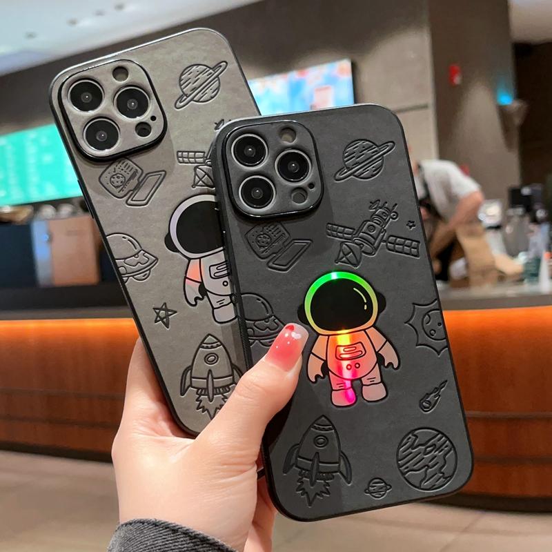 Luxury Cortex Astronaut Phone Case For iPhone 15 14 13 12 11 Pro Max 7 8 Plus X Xs XR Max Laser Bumper Cases Back Cover Cases
