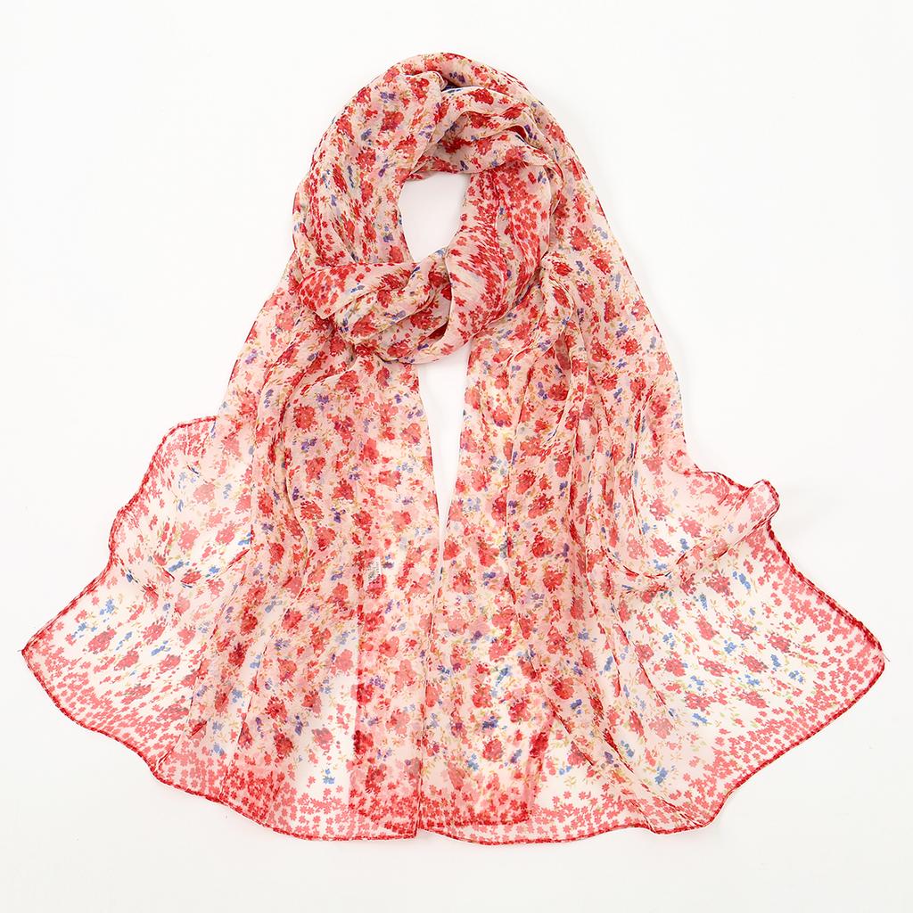 Georgette Floral Printed Shawl Chiffon Silk Scarf Lightweight Neck Scarf Summer Neck Sun Protection Silk Scarf Shawl 160*50cm