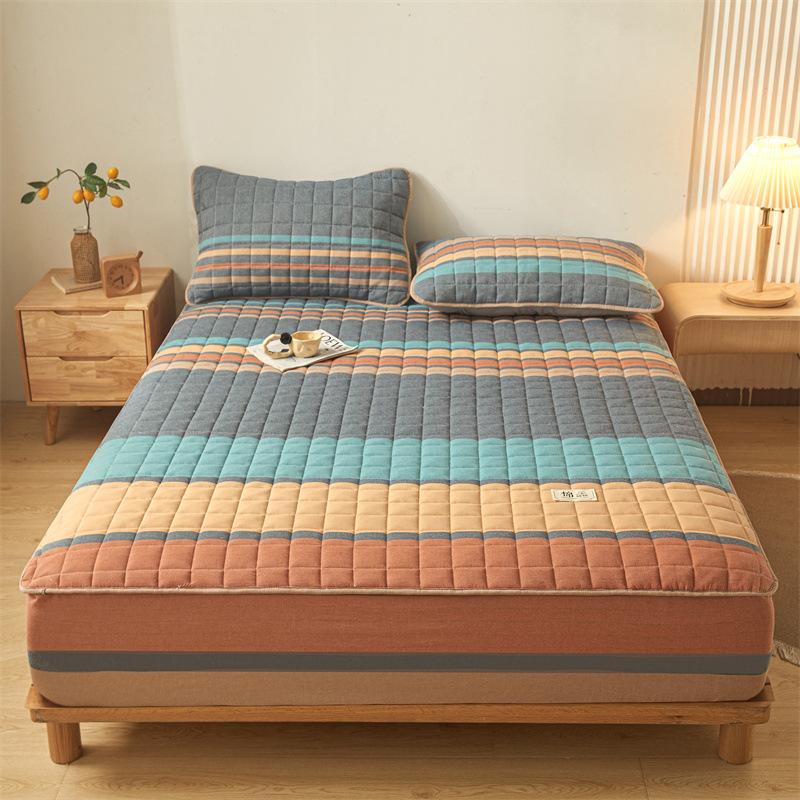 Small Fresh Style Warm Yarn-dyed Cotton Washed Cotton Bed Sheet Soy Quilted Bed Cover Simmons Protective Cover