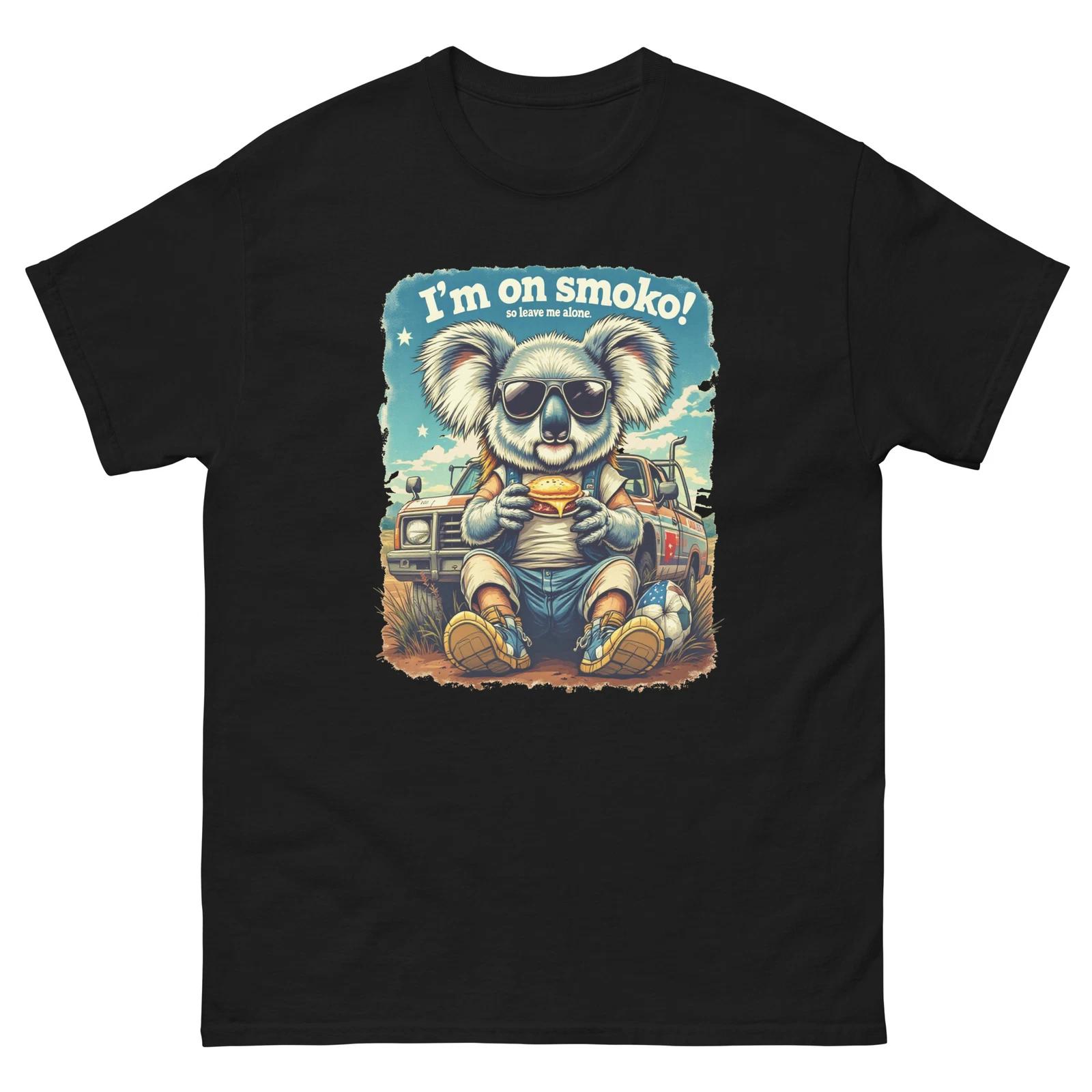I m On Smoko Koala with Mullet Eating Pie Fun T-Shirt L