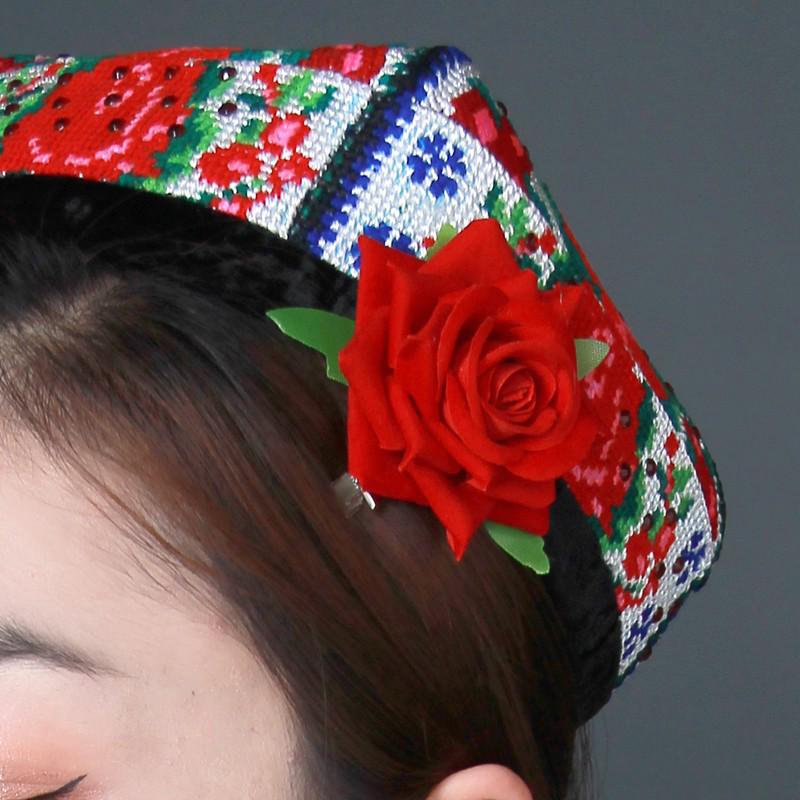 

Этнический стиль Розовый головной убор и кольцо-цветок на палец для танцевального выступления и художественного экзамена Заколки для волос