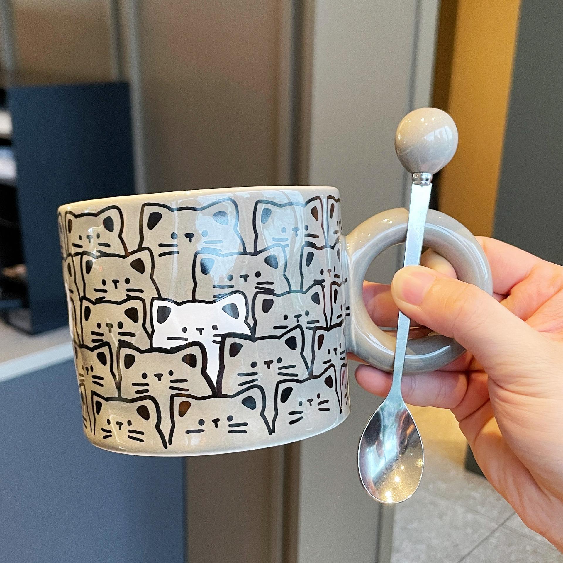 

Souvenir Gift Gift Box Creative Practical Cup New Cute Cat Ceramic Mug Couple Water Cup Home 301-400ml