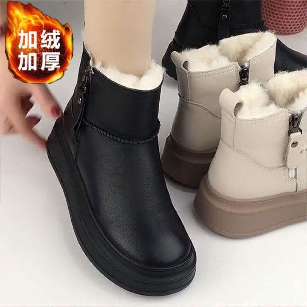 Brand Broken Code Processing New Northeast Thickened Snow Boots Women's Thick-soled Versatile Non-slip Leather Snow Boots Short Boots Women