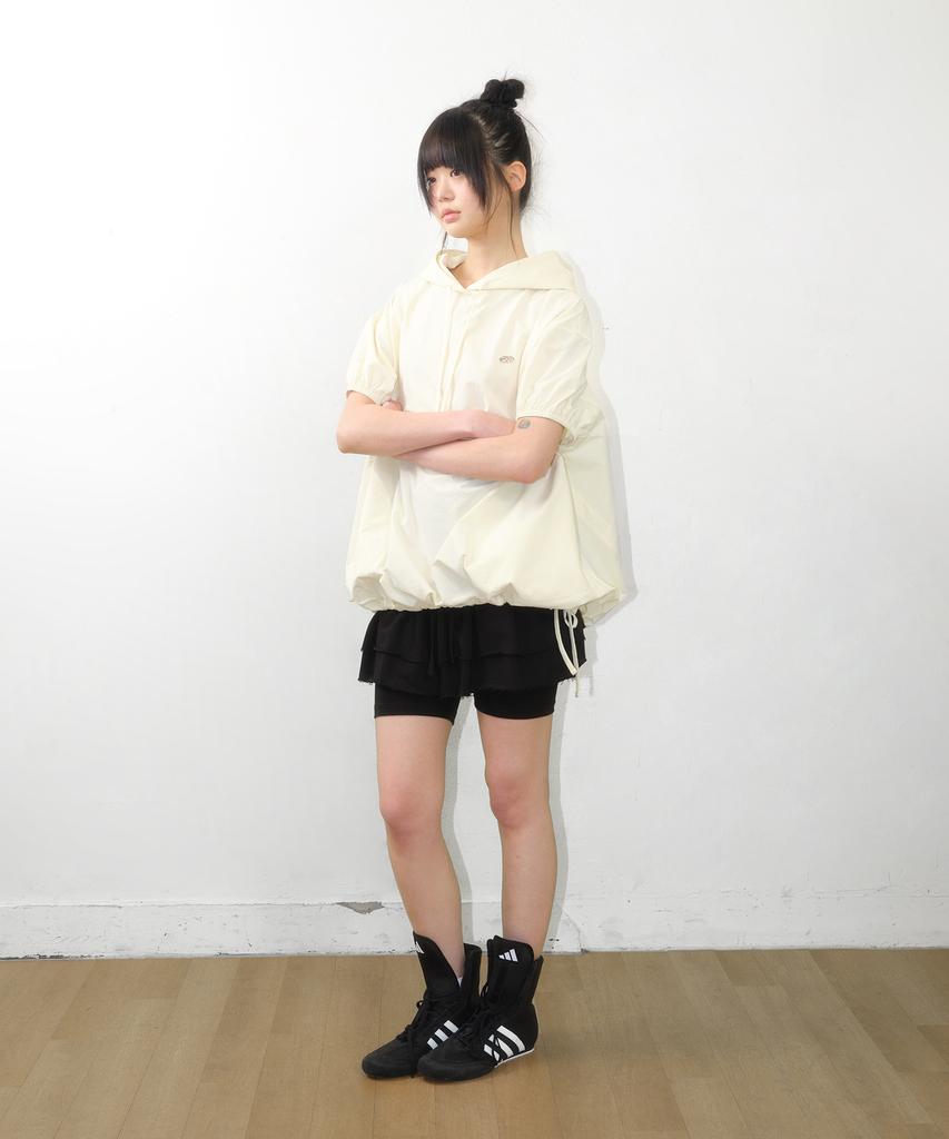 Overfit Wrinkle Shortsleeve Hoodie Yellow