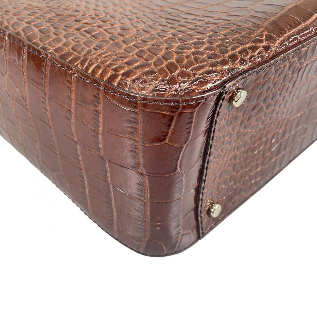 Kate Spade New York Croco Embossed Handbag Leather Brown Women Used