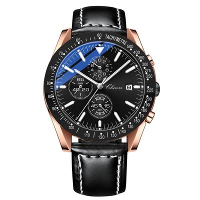 Stilvolle Herren-Chronographenuhr, Stilvoll und Elegant, Wasserdicht, Beliebte Marke, Quarz-Analog-Uhr, Schwarz, ChenXi-G960