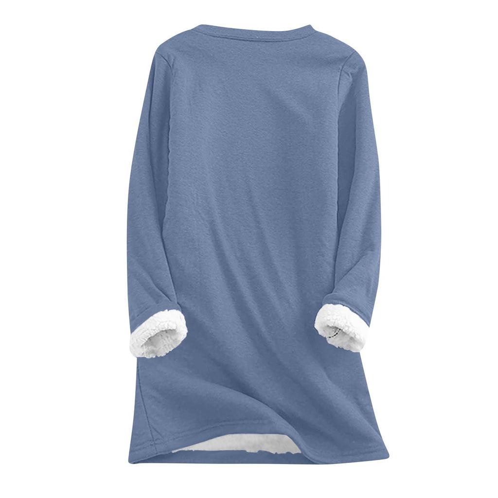 Women's  And Winter Large Size Loose Printed Top Thickened And Lamb's Wool Warm And Fitted Bottom Shirt