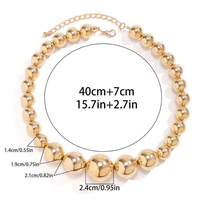 Módní řetízek s velkými korálky Nastavitelný choker Řetízek na klíční kost Doplněk Náhrdelník s korálky inspirovaný vintage