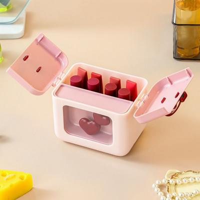 Kunststoff-Schleifen-Lippenstift-Aufbewahrungsbox Staubdicht Dopamin Kosmetik-Aufbewahrungsbehälter mit Deckel Geschenkbox Schminktisch