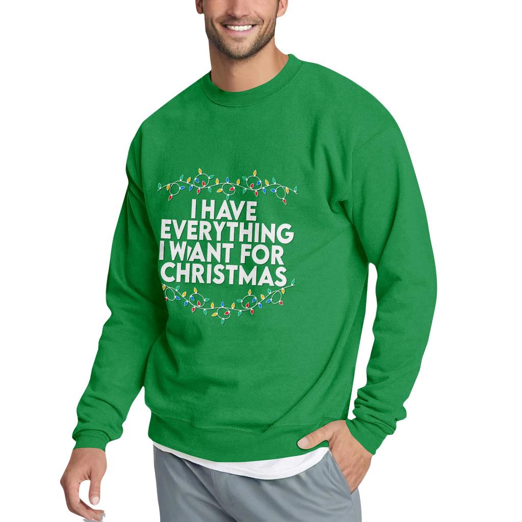 Christmas Print Loose Fit Round Neck Sweatshirt For Men