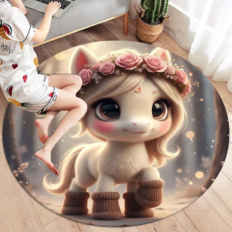 Cute pets Round Area Rug,Carpet Rug for Living Room Bedroom Sofa Playroom Decor,Non-slip Floor Mat