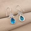 Swiss Blue Topaz Gemstone 925 Sterling Silver Jewelry Handmade Women Earrings 1.84" CE-27-3