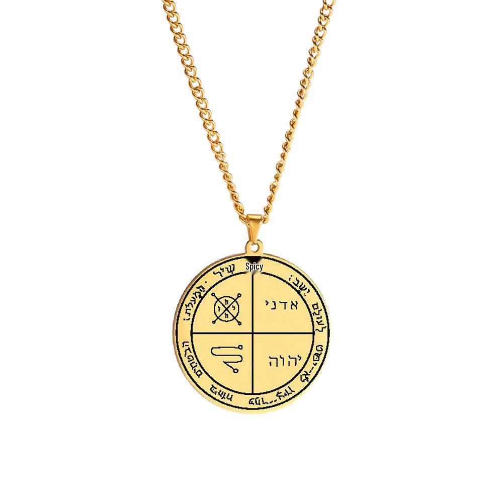 Edelstahl Siegel Salomos Amulett Halskette: Jupiter, Mars, Merkur, Mond, Saturn, Sonne, Venus