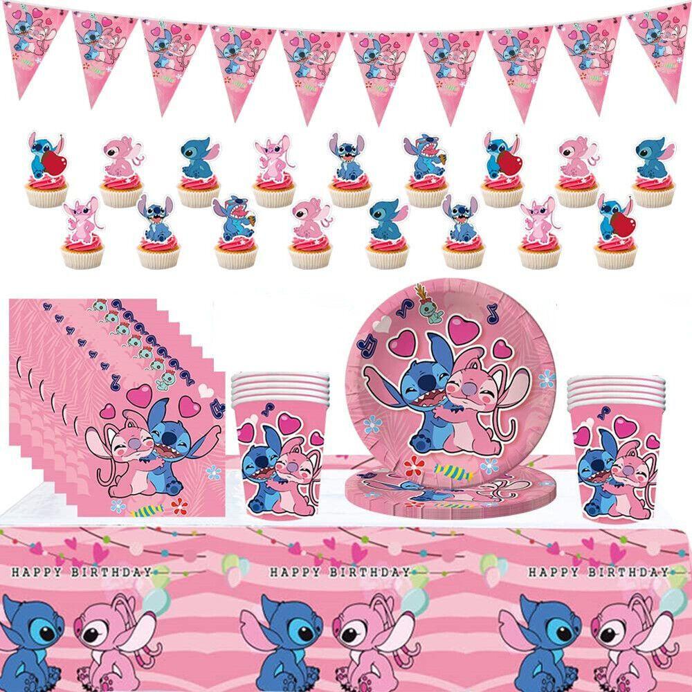 Lilo Pink Stitch Birthday Party Decorations Supplies Tableware Banner Balloon