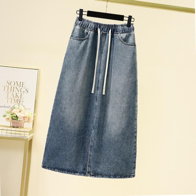 DIMANAF 2025 New Summer Denim skirt Women Casual Denim Big Blue