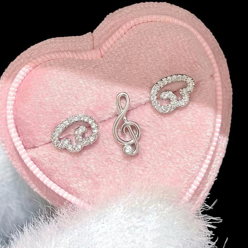 1/2/3Pcs Mini Angel Wings Musical Note Stud Earrings Anti-allergy Fashion Jewelry for Women Office Work Wear Gifts