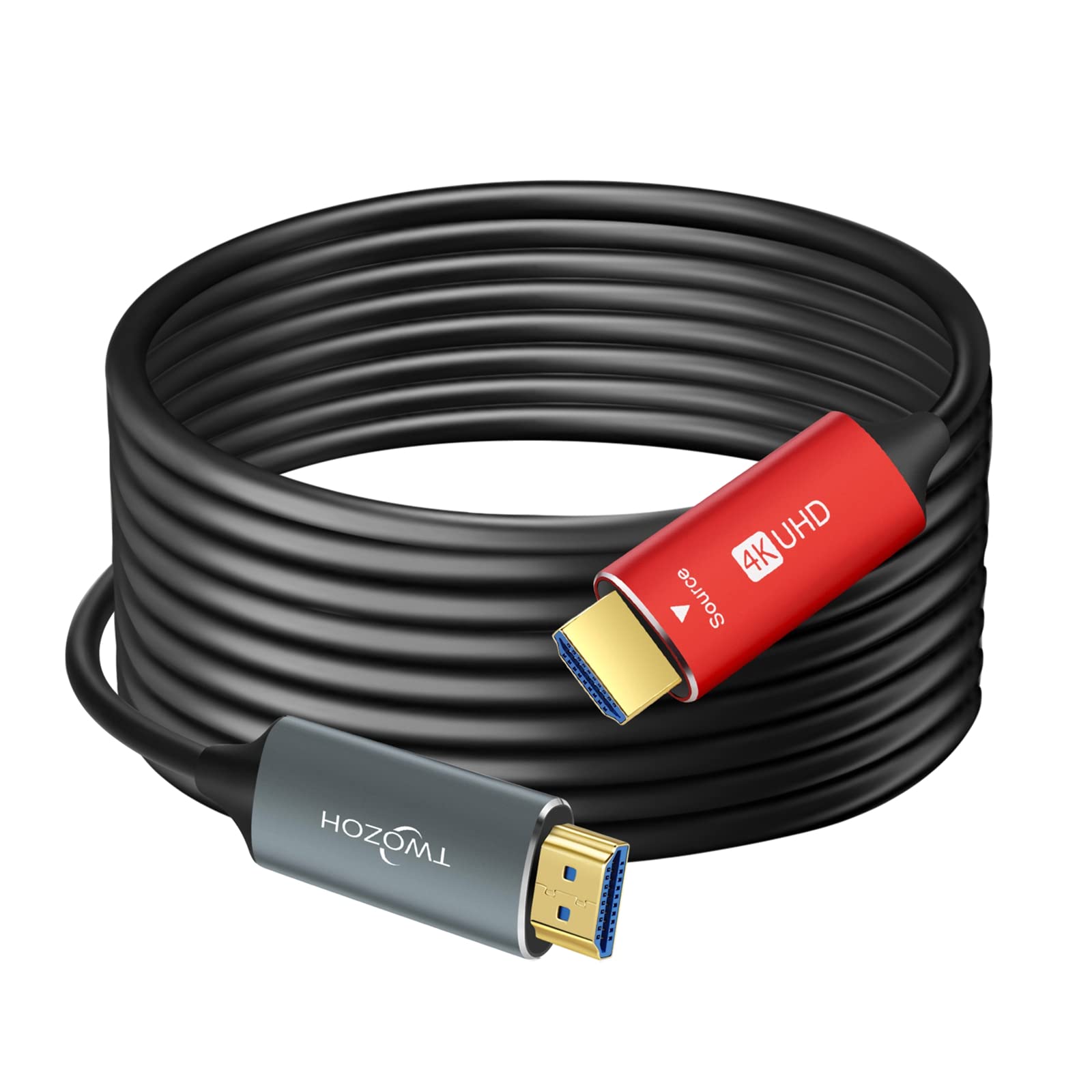 

Twozoh HDMI Fiber Optic Cable, 15M 4K Fiber HDMI Cord, Supports 4K@60Hz/18Gbps