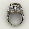 Sapphire and Zircon Luxury Two-Color Copper Ring
