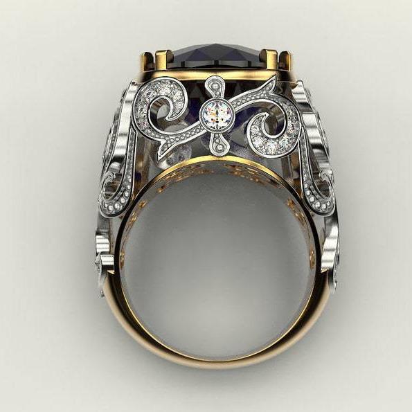 Sapphire and Zircon Luxury Two-Color Copper Ring