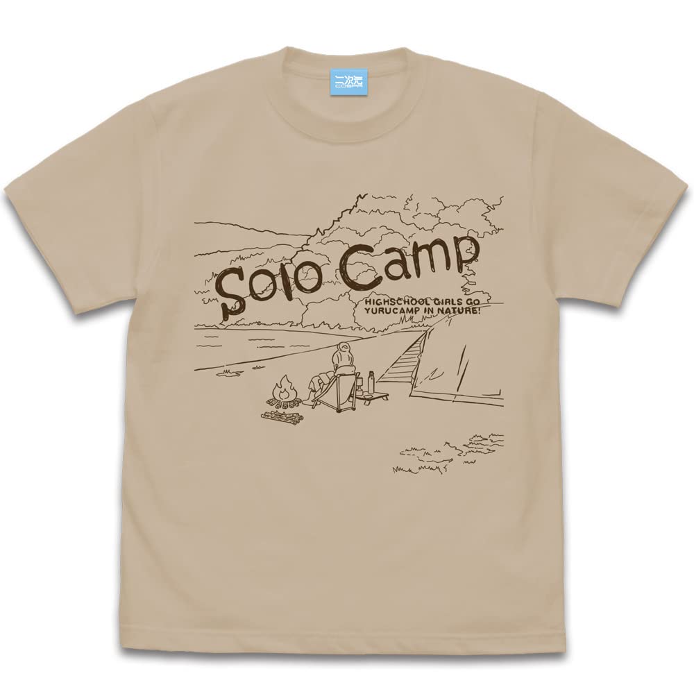 

Nijigen Cospa Laid-Back Camp Rin s Solo Camp T-Shirt, Light Beige, XL Size