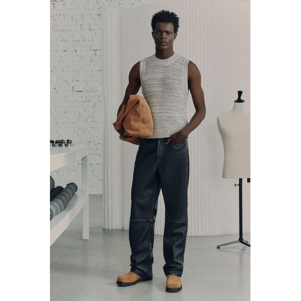 H M Sleeveless Knit Top Gray M Lange