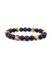 Triple Protection Natural Stone Beads Bracelet Tiger's Eye for Courage Obsidian for Grounding & Pyrite for Wealth Health Jewelry