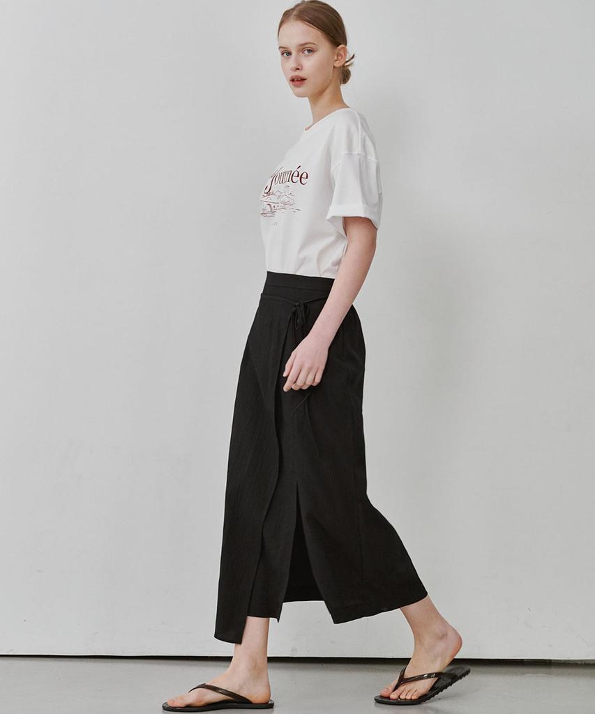 MALOUPE 3115 Crinkle Wrap Skirt (Black)