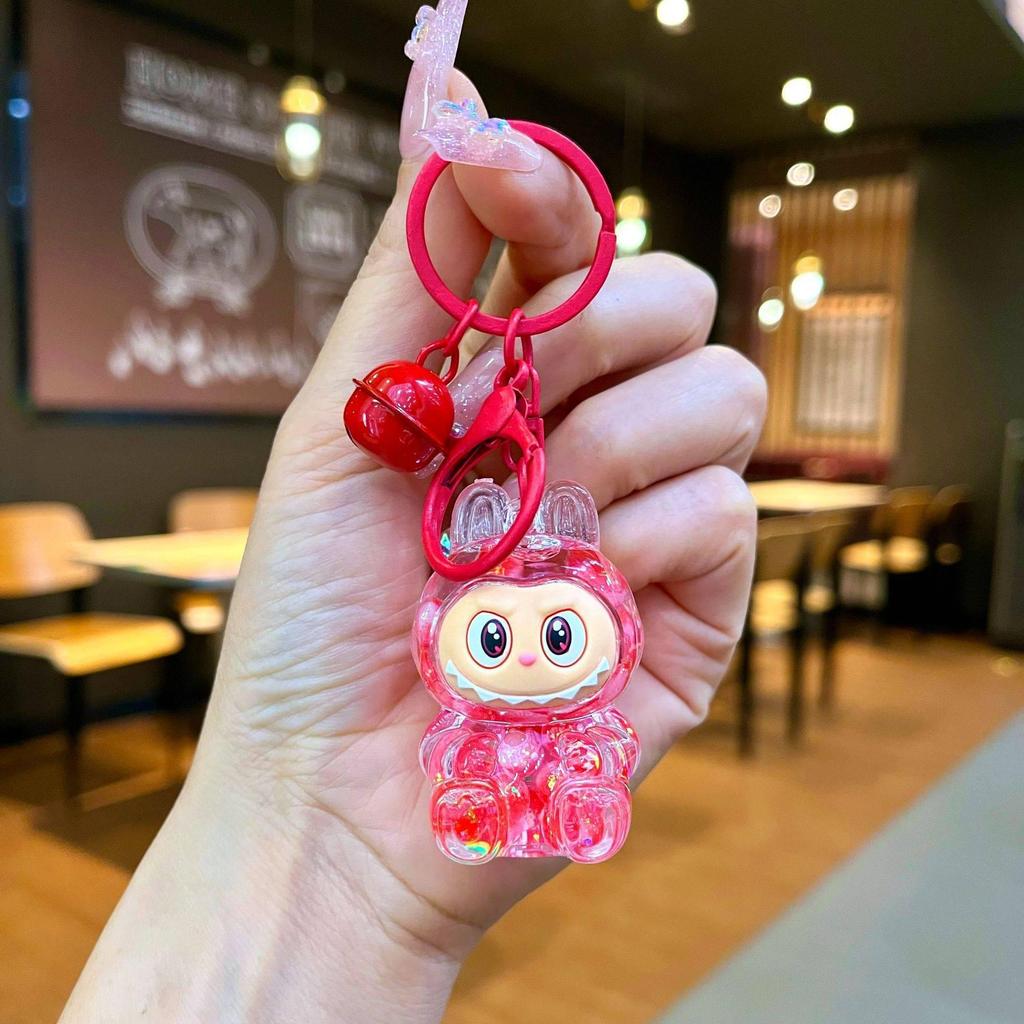 Breloque de téléphone poupée en peluche Labubu: Porte-clés ornement de sac à dos mignon, coloré, transparent